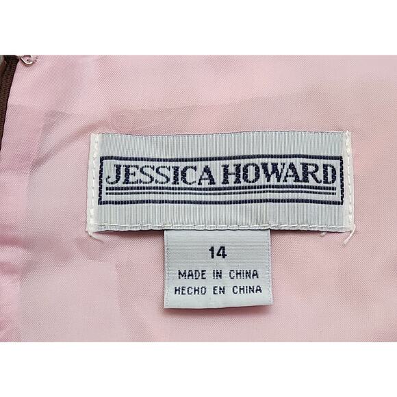 Jessica Howard Brown Pink Swirls A Line Dress 14 Lightweight Sleeveless Lined - Picture 4 of 5